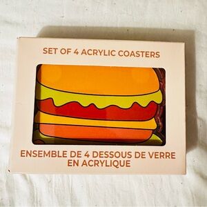 CLEARANCE! 5/$25 💚Acrylic Snack Food Themed Coasters Set of 4